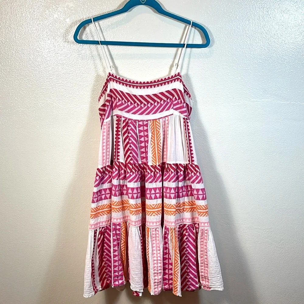 ANTHROPOLOGIE Devotion twins Embroidered Square-Neck Mini Dress size Medium - Picture 2 of 8